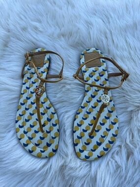 Tory Burch Emmy Sandal Lemon Print Size 9